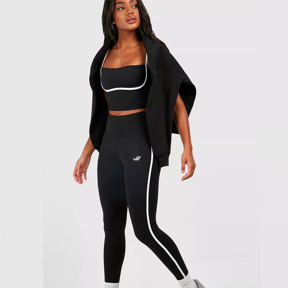Premium Sculpt Piping Detail High Waist Yoga Suit